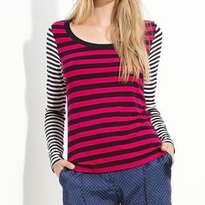 Elizabeth and James Womens Eddie Breton Stripe Long Sleeve Top Blue Pink size S